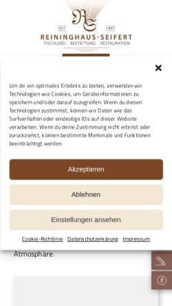 Vorschau der mobilen Webseite reininghaus-seifert.de, Schreinerei & Bestattungen Reininghaus-Seifert
