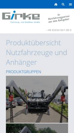 Vorschau der mobilen Webseite www.girke.de, Girke Fahrzeug- und Stahlbau GmbH