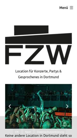 Vorschau der mobilen Webseite www.fzw.de, Freizeit Zentrum West