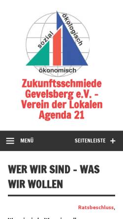 Vorschau der mobilen Webseite www.zukunftsschmiedegevelsberg.de, Zukunftsschmiede Gevelsberg e. V.