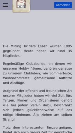 Vorschau der mobilen Webseite www.miningtwirlers-essen.de, Mining Twirlers Essen e.V.