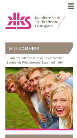 Vorschau der mobilen Webseite www.kks-essen.de, Katholische Schule für Pflegeberufe Essen gGmbH
