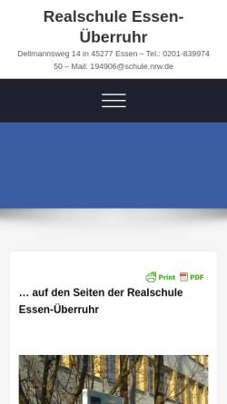 Vorschau der mobilen Webseite www.realschule-ueberruhr.de, Realschule Essen-Überruhr
