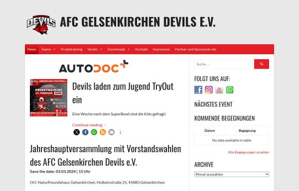 Vorschau von gelsenkirchen-devils.de, AFC Gelsenkirchen Devils e. V.