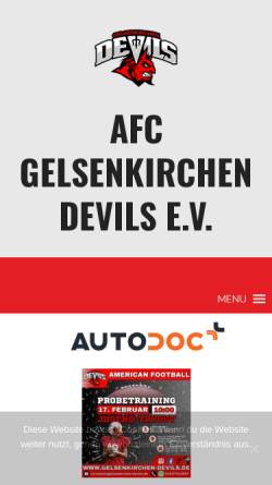 Vorschau der mobilen Webseite gelsenkirchen-devils.de, AFC Gelsenkirchen Devils e. V.