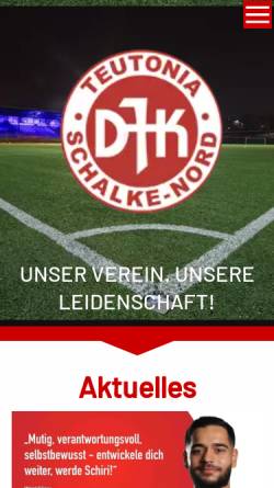Vorschau der mobilen Webseite www.teutonia-schalke-nord.de, DJK Teutonia Schalke-Nord e. V.