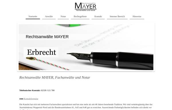 Vorschau von www.anwaelte-mayer.de, Rechtsanwälte und Notare Mayer und Euler in Sprockhövel Hasslinghausen