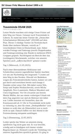 Vorschau der mobilen Webseite www.sv-unser-fritz.de, Schachverein Unser Fritz Wanne-Eickel 1955 e.V.