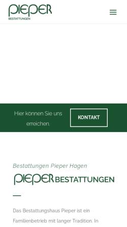 Vorschau der mobilen Webseite bestattungen-pieper.de, Pieper Bestattungen