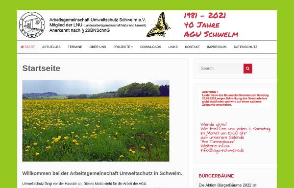 Vorschau von www.agu-schwelm.de, Arbeitsgemeinschaft Umweltschutz Schwelm e.V. (AGU)