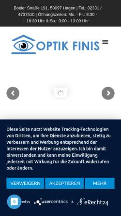 Vorschau der mobilen Webseite www.optik-finis.de, Optik Finis im Augenhaus Hagen