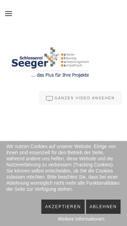 Vorschau der mobilen Webseite www.schlosserei-seeger.de, Schlosserei Seeger GmbH