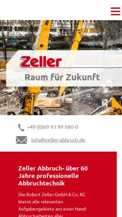 Vorschau der mobilen Webseite zeller-abbruch.de, Abbruch-Baggerbetrieb Robert Zeller