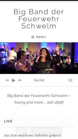 Vorschau der mobilen Webseite www.bigband-schwelm.de, Musikzug: Big Band der Feuerwehr Schwelm