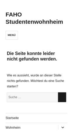 Vorschau der mobilen Webseite www.faho.rwth-aachen.de, FAHO-Studentenwohnheim