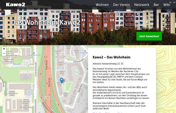Vorschau von www.kawo2.rwth-aachen.de, Kawo2 e.V. - Studentenwohnanlage Kastanienweg