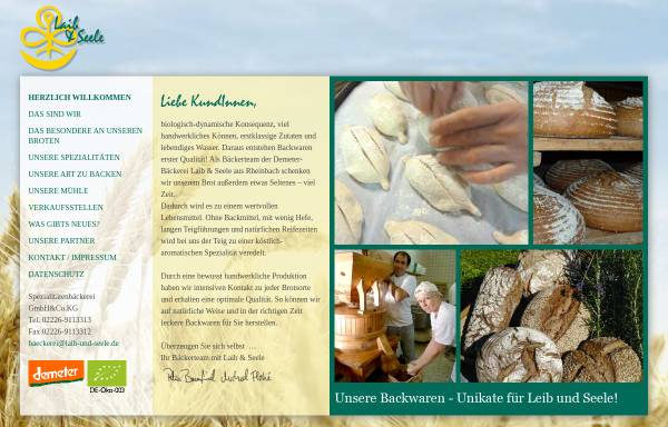 Vorschau von www.laib-und-seele.de, Laib & Seele - Spezialitätenbäckerei