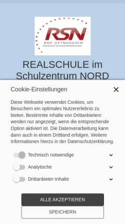 Vorschau der mobilen Webseite www.realschule-nord.de, Realschule im Schulzentrum Nord