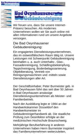 Vorschau der mobilen Webseite www.burmeister24.de, Bad Oeynhausener Gebäudereinigung Alfred Burmeister GmbH