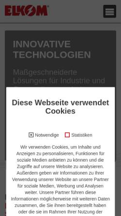 Vorschau der mobilen Webseite www.elkom.de, Elkom Elektroheizplattentechnik GmbH