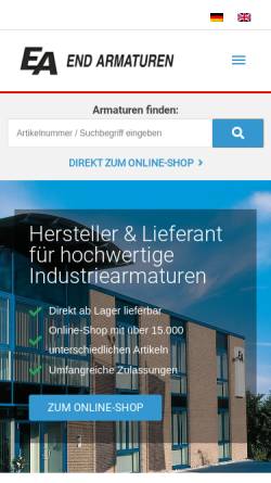 Vorschau der mobilen Webseite www.end.de, END-Armaturen GmbH & Co KG