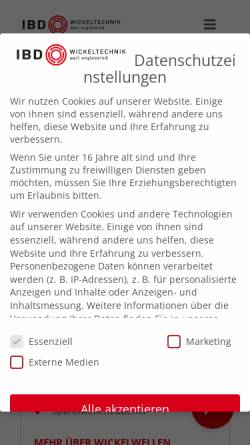 Vorschau der mobilen Webseite www.ibd-wt.de, IBD Wickeltechnik GmbH