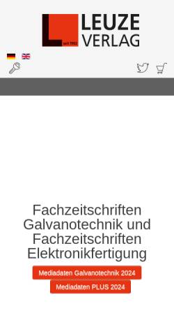 Vorschau der mobilen Webseite www.leuze-verlag.de, Eugen G. Leuze Verlag