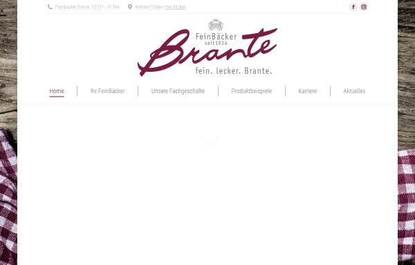 Vorschau von www.baeckerei-brante.de, Bäckerei und Konditorei Brante