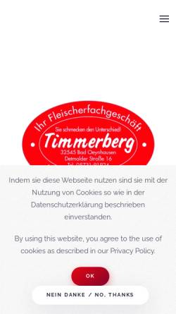 Vorschau der mobilen Webseite www.fleischerei-timmerberg.de, Fleischerei Timmerberg