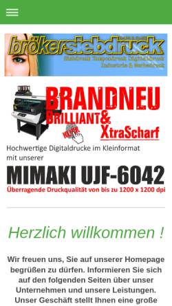 Vorschau der mobilen Webseite www.broeker-siebdruck.de, Bröker Siebdruck