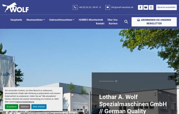 Vorschau von www.wolf-machines.de, Lothar A. Wolf Spezialmaschinen GmbH