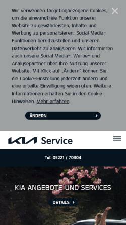 Vorschau der mobilen Webseite www.kia-hoberg-badsalzuflen.de, Hoberg und Co. Automobile