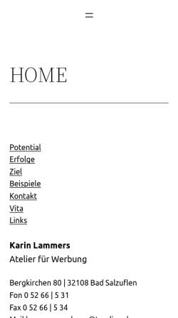 Vorschau der mobilen Webseite www.lammers-werbung.de, Karin Lammers