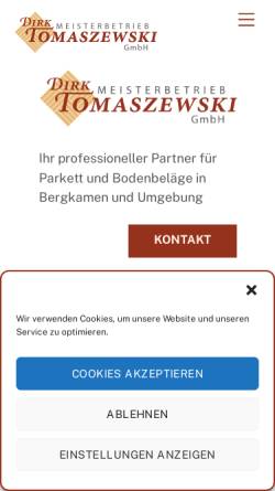 Vorschau der mobilen Webseite www.parkett-tomaszewski.de, Meisterbetrieb Tomaszewski