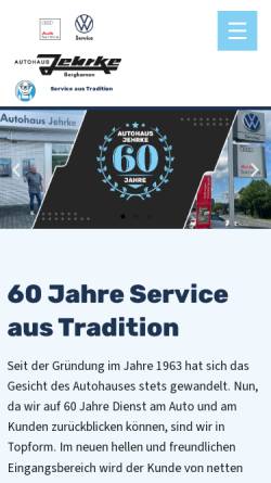 Vorschau der mobilen Webseite www.jehrke.de, Autohaus Jehrke GmbH