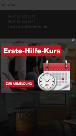 Vorschau der mobilen Webseite www.fahrschule-knuf.de, Fahrschule Knuf GbR