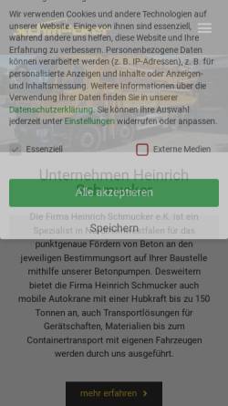 Vorschau der mobilen Webseite schmucker-autokrane.de, Schmucker Autokrane