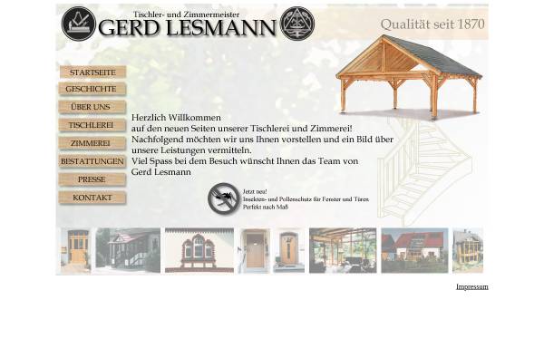 Vorschau von www.gerd-lesmann.de, Tischlerei und Zimmerei Gerd Lesmann
