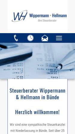 Vorschau der mobilen Webseite www.wh-steuerberater.de, Wippermann & Hellmann GbR - Steuerberater