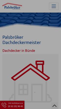 Vorschau der mobilen Webseite www.palsbroeker.de, Heinrich Palsbröker, Dachdeckermeister