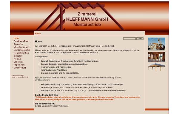 Vorschau von www.zimmerei-kleffmann.de, Zimmerei Kleffmann GmbH