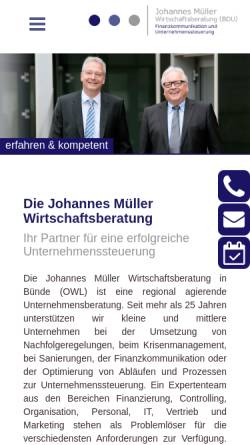 Vorschau der mobilen Webseite www.mueller-beratung.de, Johannes Müller - Wirtschaftsberatung und Finanzmanagement