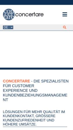 Vorschau der mobilen Webseite www.concertare.de, Concertare Beratungs- und Dienstleistungsgesellschaft mbH
