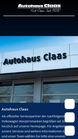 Vorschau der mobilen Webseite www.autohaus-claas.de, Autohaus Claas GmbH & Co. KG