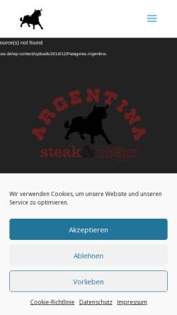 Vorschau der mobilen Webseite www.argentina-steakhaus.de, Argentina steak & mehr