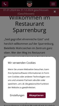 Vorschau der mobilen Webseite www.restaurant-sparrenburg.de, Restaurant Sparrenburg