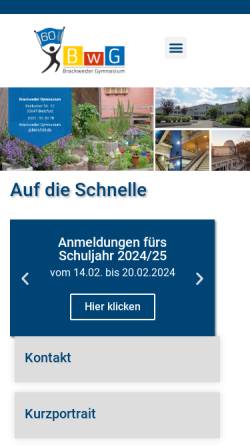 Vorschau der mobilen Webseite www.brackwedergymnasium.de, Brackweder Gymnasium