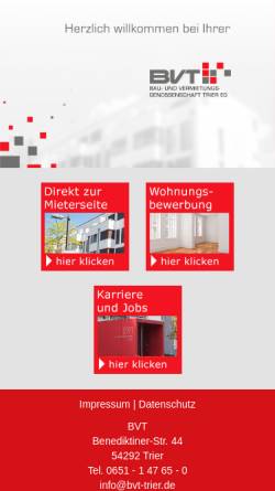 Vorschau der mobilen Webseite www.bvt-trier.de, Bau- und Vermietungsgenossenschaft Trier e.G. (BVT)