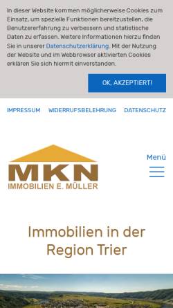 Vorschau der mobilen Webseite www.mkn-immobilien.de, MKN Immobilien E. Müller