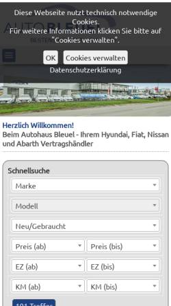 Vorschau der mobilen Webseite www.autobleuel.de, Autohaus Bleuel GmbH & Autoparc Bleuel Kerpen GmbH